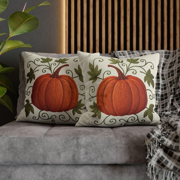 Autumn Pumpkin Faux Suede Pillowcase: Pumpkin Pillow - Picture 3 of 8